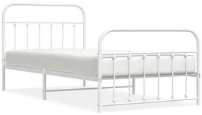 352640 vidaXL Метална рамка за легло с горна и долна табла, бяла, 100x200 см