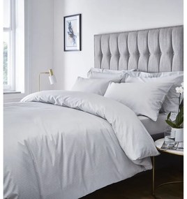 Сиво спално бельо за двойно легло 200x200 cm Satin Stripe - Catherine Lansfield