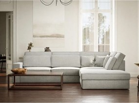 Светлосив шенилов ъглов диван (десен ъгъл/L форма) Kirou – Maison de Rêve