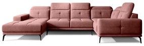 Розов кадифен ъглов диван (десен ъгъл/U форма) Neviro – ELTAP