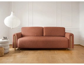 Теракотен сгъваем/с място за съхранение диван от прежда с примки от букле 244 cm Arcadova – ELTAP
