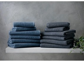 Тъмносива хавлиена кърпа от органичен памук от тери 70x140 cm Check – JUNA