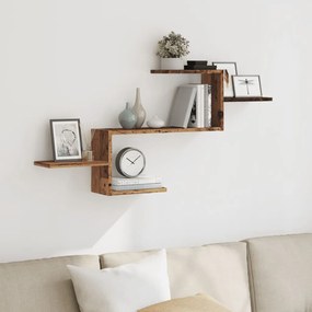 853207 vidaXL Стенен рафт, старо дърво, 104x15x49 см, инженерно дърво