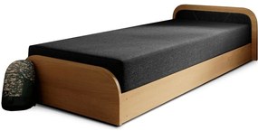 Единично легло 80x190 cm тапицирано/ПДЧ с място за съхранение с включен матрак в цвят жълта охра/тъмносиво Parys – ELTAP