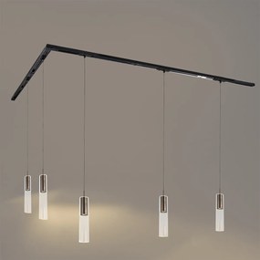 Модерна релсова система с 5 висящи лампи тъмен бронз 1-фазов - Iconic Lloyd