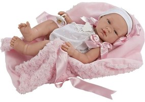 Asi - Кукла-бебе Мария с бяло гащеризонче и розово одеало