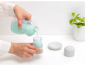 Дозатор за течен сапун с четка за миене на съдове Brabantia Sinkside 1003318, 100 мл, Полиестерни четчици, Поставка, Светлосив