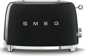 Тостер за хляб SMEG 50's Style TSF01BLEU, 950W, 2 филии, 6 нива, Тавичка за трохи, Вграден кабел, Неръждаема стомана, Черен