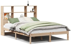 3321585 vidaXL Легло с етажерка за книги, без матрак, 120x200 см, бор масив