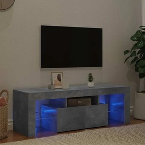 804350 vidaXL ТВ шкаф с LED осветление, бетонно сив, 120x35x40 см