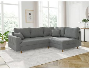 Сив ъглов диван от букле (десен ъгъл/L форма) Ariella – Ropez