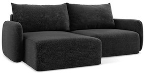 Черен разтегателен ъглов диван с място за съхранение (ляв ъгъл) Kalena – Makamii