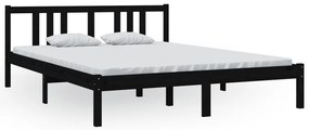 814893 vidaXL Рамка за легло, черна, дърво масив, 150x200 cм, King Size