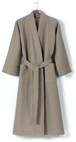 Бежов памучен халат за баня размер XL Mia Waffle - Foutastic