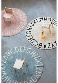 Светлосин ръчно изработен памучен детски килим подходящ за пране ø150 cm ABC Vintage Blue – Lorena Canals