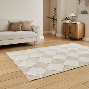 Бяло-бежов килим подходящ за пране 160x230 cm Lyna Beige&amp;White – Think Rugs