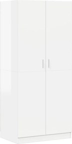 800627 vidaXL Гардероб, бял гланц, 80x52x180 см, ПДЧ