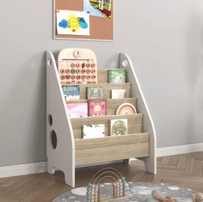 Практична Монтесори етажерка за деца - сонома + бяло