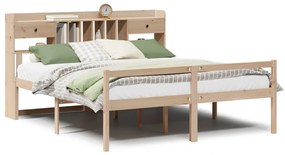 3322061 vidaXL Легло с етажерка за книги, без матрак, 180x200 см, бор масив