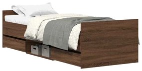 3203823 vidaXL Рамка за легло с горна и долна табла, кафяв дъб, 75x190 см