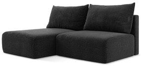 Черен разтегателен ъглов диван с място за съхранение (ляв ъгъл) Kalena – Makamii