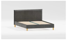 Тъмносиво двойно тапицирано легло с включена подматрачна рамка 140x200 cm Tina – Ropez