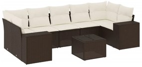3254680 vidaXL Градински комплект с възглавници, 8 части, кафяв, полиратан