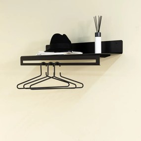 Черна метална стенна закачалка с рафт Sway – Spinder Design