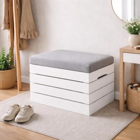 Дървен пуф с място за съхранение - сандък със седалка