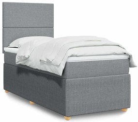 3294260 vidaXL Боксспринг легло с матрак, светлосиво, 100x200 см, плат