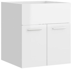 804644 vidaXL Долен шкаф за мивка, бял гланц, 41x38,5x46 см, инженерно дърво