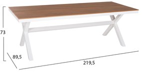 Маса Таун 219.5x89.5 - HM6039.02 цвят бял-натурал