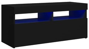 804383 vidaXL ТВ шкаф с LED осветление, черен, 90x35x40 см