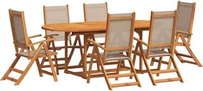 3279315 vidaXL Градински трапезен комплект, 7 части, акация масив и textilene