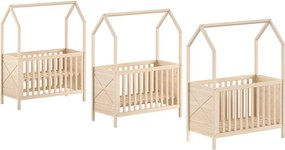 Детско креватче 60x120 cm от масивен бор с регулируема височина в естествен цвят Scott – Vipack