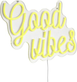Неоновa стенна лампа жълта с LED - Good Vibes