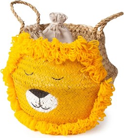 Жълта/естествена детска кошница за играчки от морска трева ø 30x28 cm Lion – Compactor