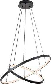 Rabalux Beliza, полилей с 2 кръгли елемента, черна метална лампа с бял силиконов абажур, сребрист метален кабел, 75W, с абажур: