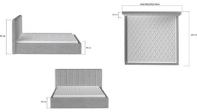 Тъмносиво двойно легло 140x200 cm тапицирано с място за съхранение с включена подматрачна рамка Audrey – ELTAP