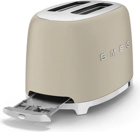 Тостер за хляб SMEG 50's Style TSF01MLMEU, 950W, 2 филии, 6 нива, Тавичка за трохи, Вграден кабел, Неръждаема стомана, Бежов