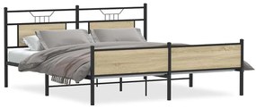 3325124 vidaXL Метална рамка за легло, без матрак, сонома дъб, 160x200 см