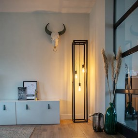 Индустриална подова лампа черна 3-светлина - Big Cage