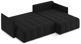 Черен разтегателен ъглов диван с място за съхранение (десен ъгъл) Moku – Makamii