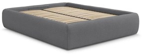 Тъмносиво двойно легло 180x200 cm тапицирано с място за съхранение/без табла с включена подматрачна рамка Inera – Bobochic Paris