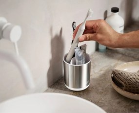Чаша за четки за зъби от неръждаема стомана в сребрист цвят Duo Steel – Joseph Joseph