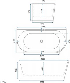 Ъглова акрилна вана REA Bellanto Slim 150 Left