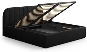 Черно двойно легло 200x200 cm тапицирано с място за съхранение с включена подматрачна рамка Juno – Windsor &amp; Co Sofas