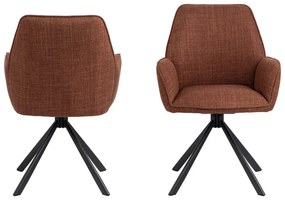 Тапицирани трапезни столове в комплект с подлакътници 2 бр. в тухлен цвят Glenda – Actona