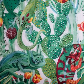 Зелено единично памучно детско спално бельо със светещ ефект 140x200 cm Chameleon – Jerry Fabrics