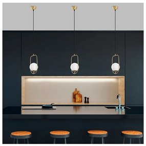 Висящо осветително тяло в златисто със стъклен абажур Skew – Opviq lights